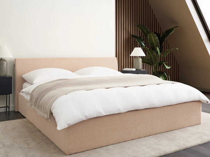 Ottoman Bed Boucle 180 x 200 cm (EU Super King) Beige Drew