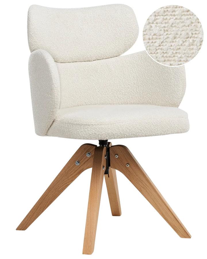 Dining Chair Swivel Boucle Light Beige Colbie