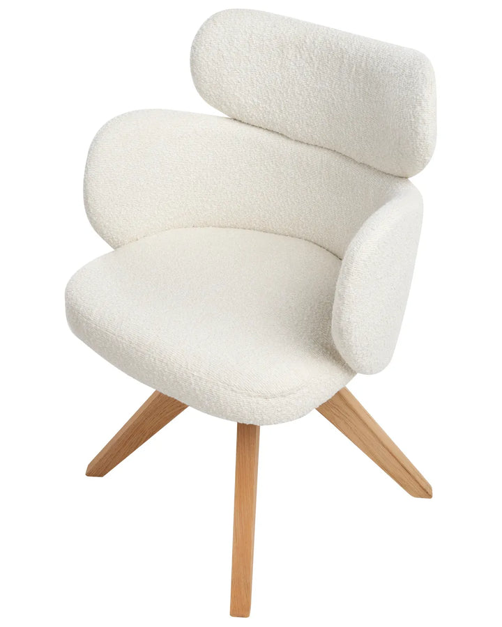 Dining Chair Swivel Boucle Light Beige Colbie