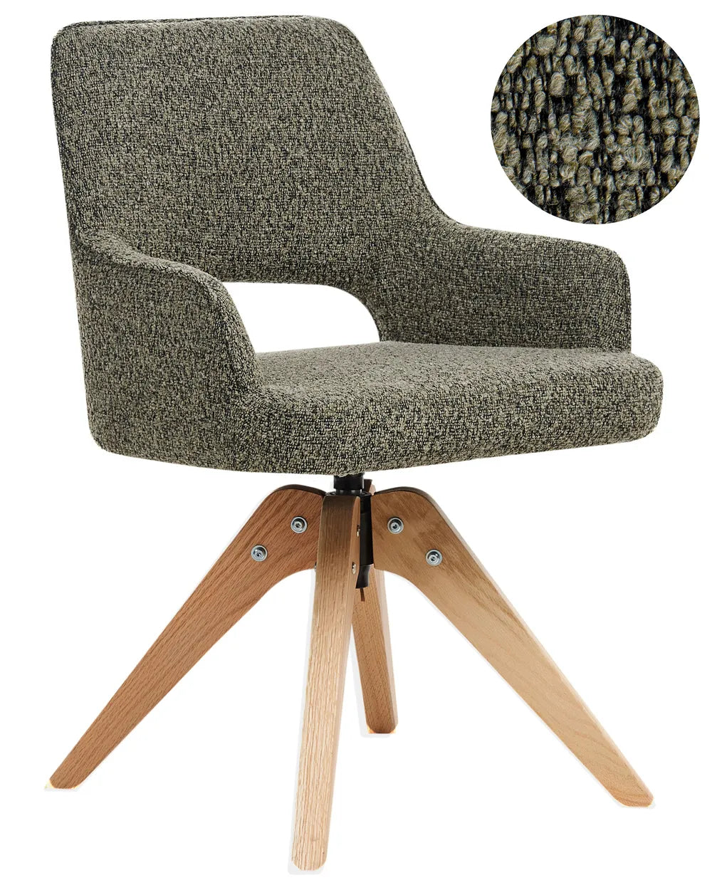 Dining Chair Swivel Boucle Green Ciara