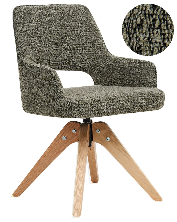 Dining Chair Swivel Boucle Green Ciara