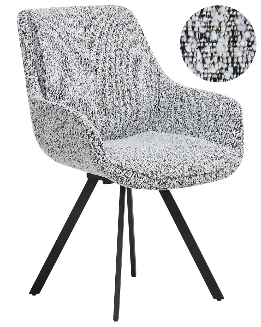 Dining Chair Swivel Boucle Black/ White Susie