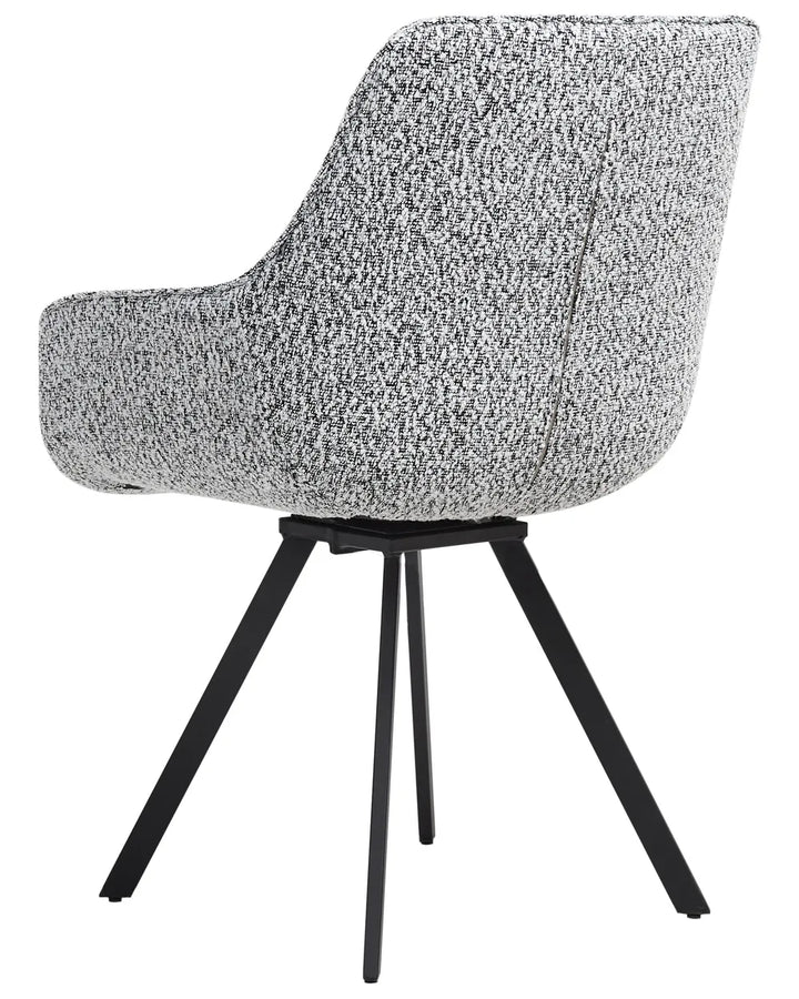 Dining Chair Swivel Boucle Black/ White Susie