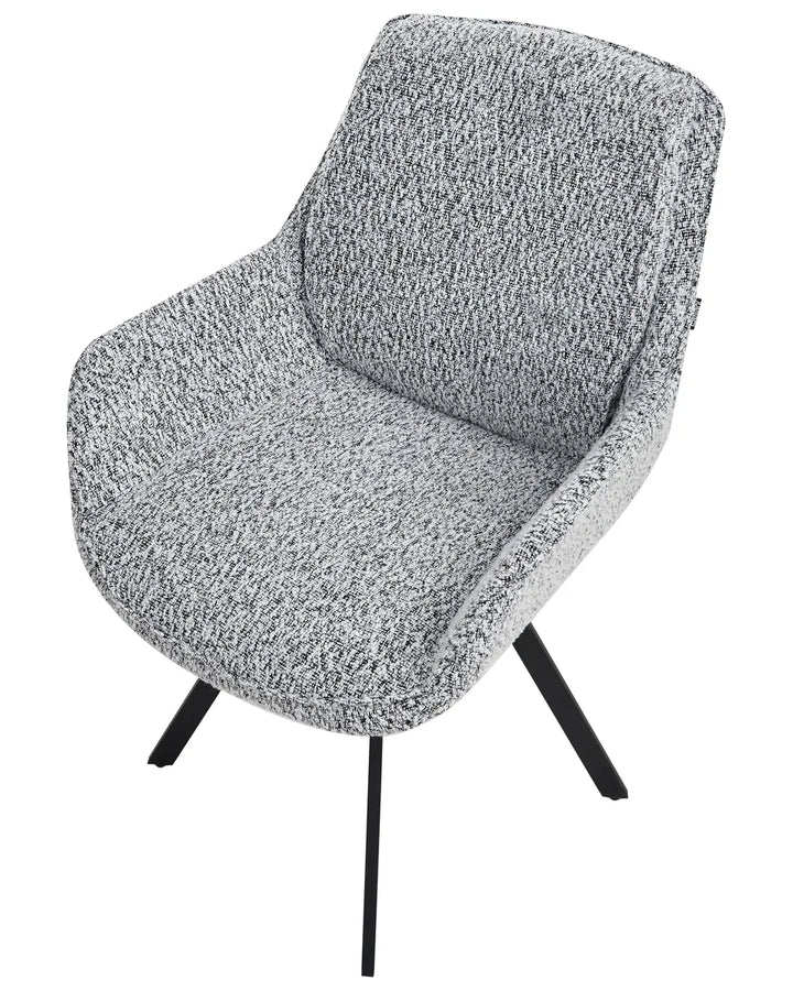 Dining Chair Swivel Boucle Black/ White Susie