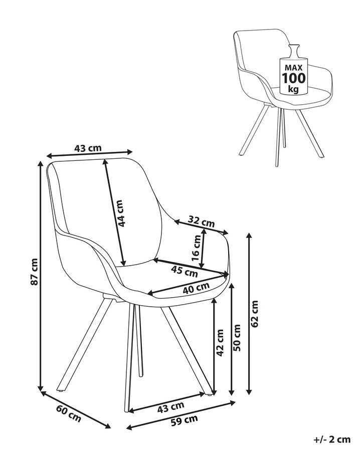 Dining Chair Swivel Boucle Black/ White Susie