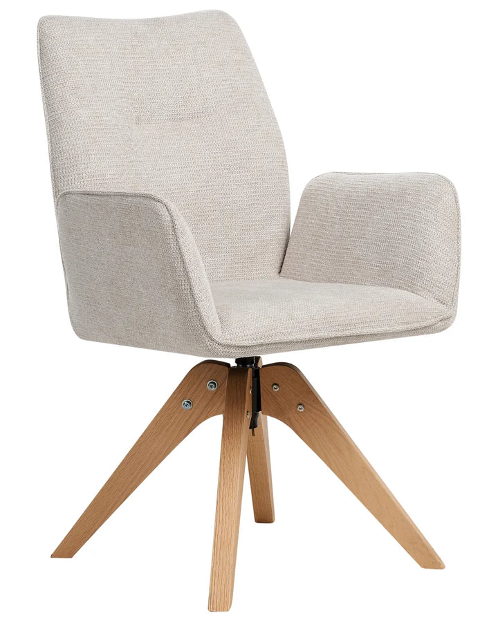Dining Chair Swivel Faux Linen Light Beige Allison