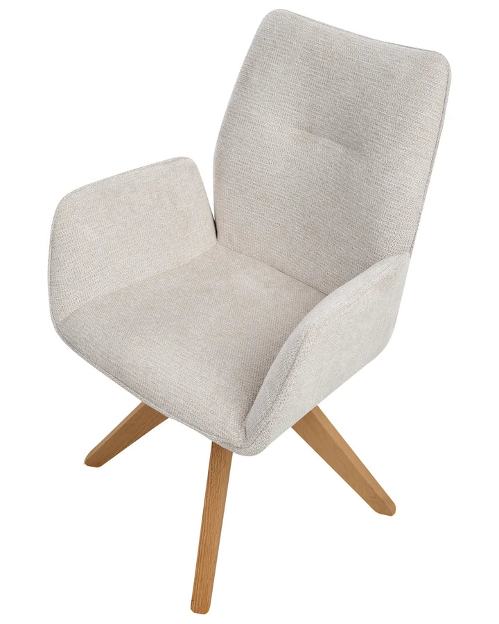 Dining Chair Swivel Faux Linen Light Beige Allison