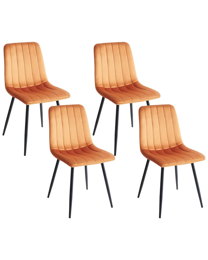 Set of 4 Dining Chairs Velvet Orange Brelle