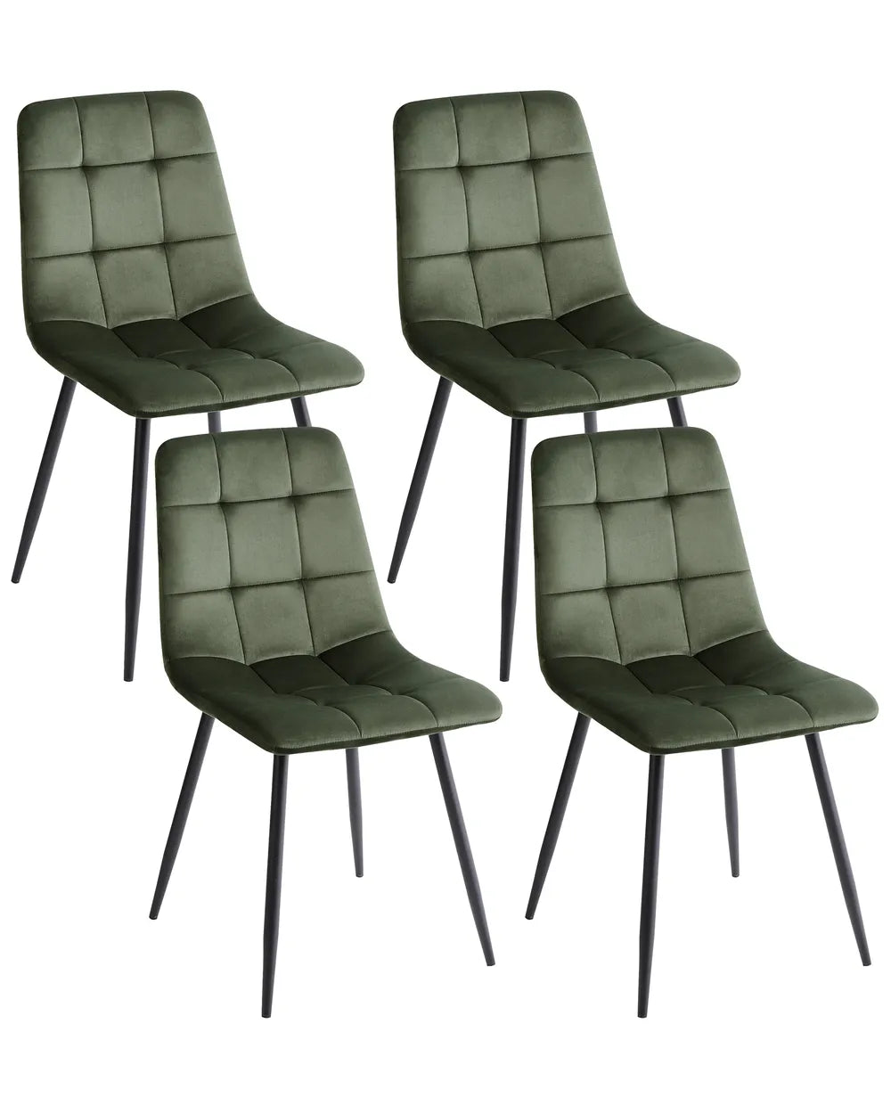 Set of 4 Dining Chairs Velvet Olive Green Logan