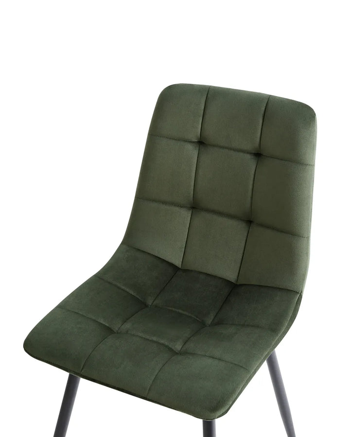 Set of 4 Dining Chairs Velvet Olive Green Logan