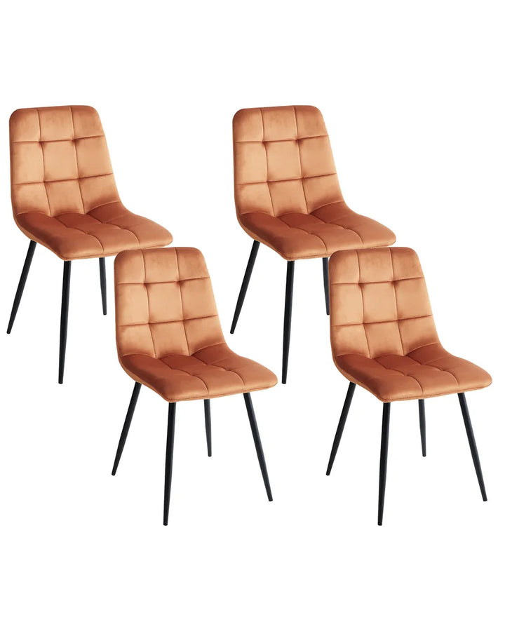 Set of 4 Dining Chairs Velvet Orange Logan