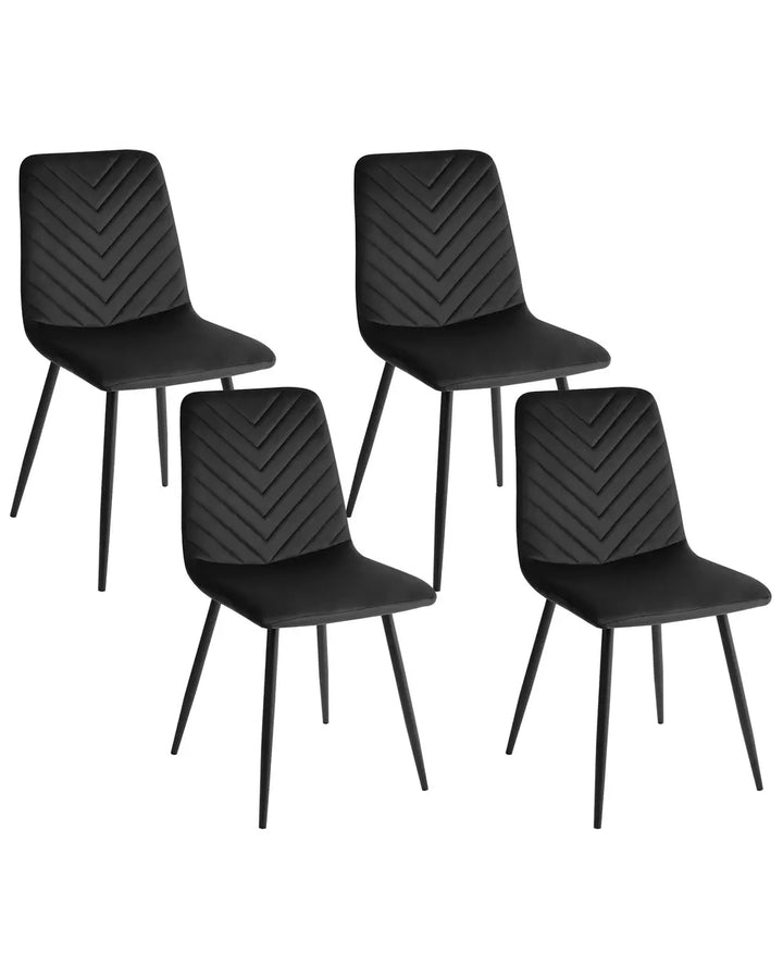 Set of 4 Dining Chairs Velvet Black Selena