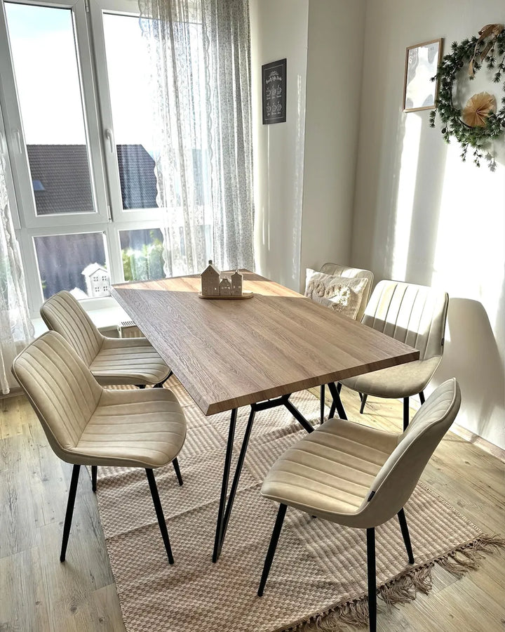Set of 2 Dining Chairs Faux Leather Light Beige Roxanne
