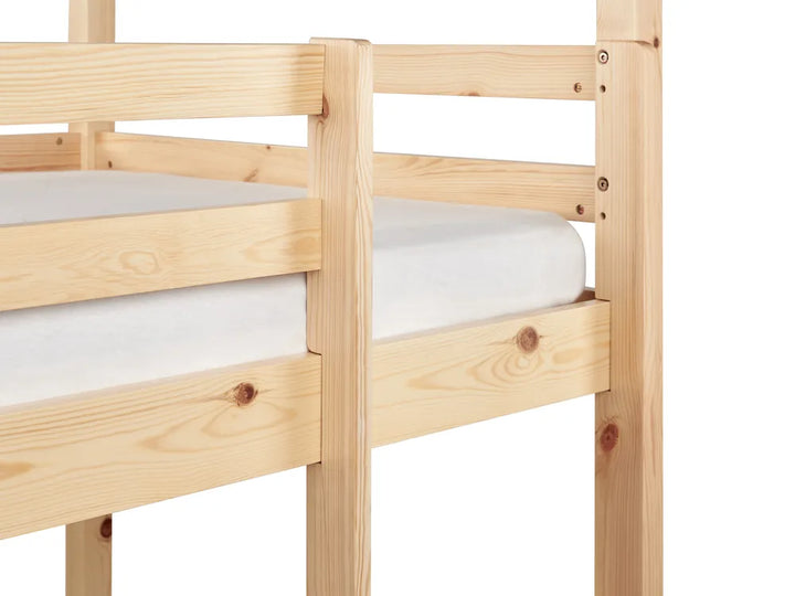 Bunk Bed with Drawers House Pine Wood  90 x 200 cm (EU Single) with Storage Light Brown Amburs