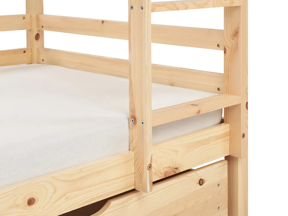 Bunk Bed with Drawers House Pine Wood  90 x 200 cm (EU Single) with Storage Light Brown Amburs