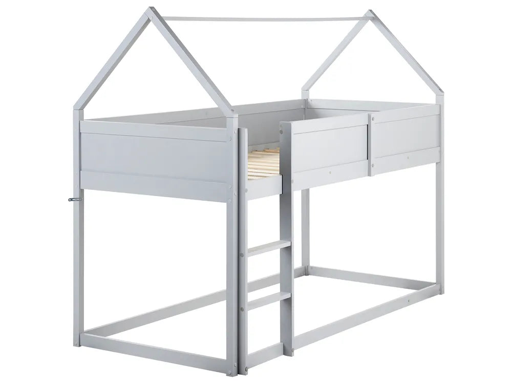 Mid Sleeper Bed House Pine Wood Schlemmer 90 x 200 cm (EU Single) Grey