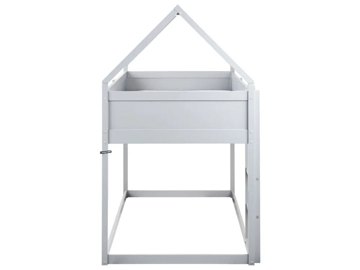 Mid Sleeper Bed House Pine Wood Schlemmer 90 x 200 cm (EU Single) Grey