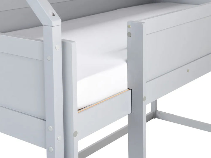 Mid Sleeper Bed House Pine Wood Schlemmer 90 x 200 cm (EU Single) Grey