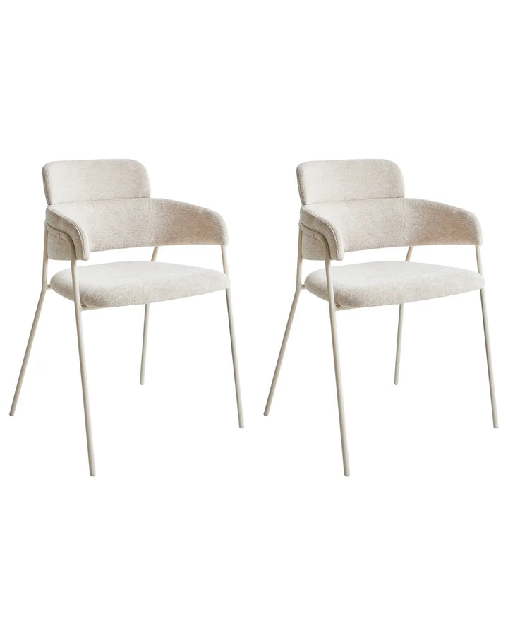 Set of 2 Dining Chairs Chenille Light Beige Avery