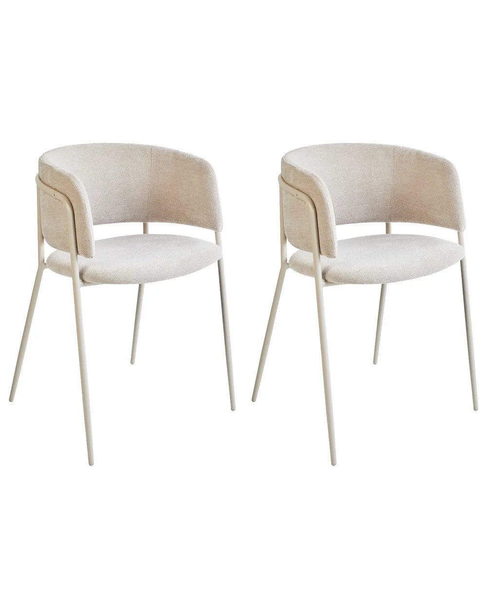 Set of 2 Dining Chairs Chenille Light Beige Nelly
