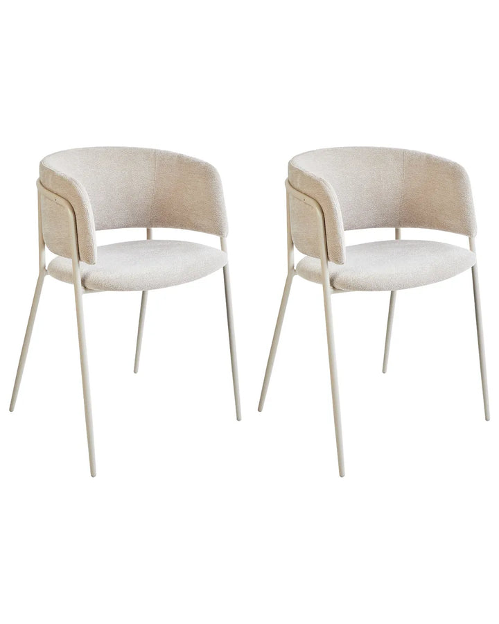 Set of 2 Dining Chairs Chenille Light Beige Nelly