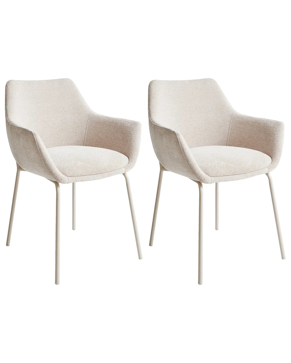 Set of 2 Dining Chairs Chenille Light Beige Tille