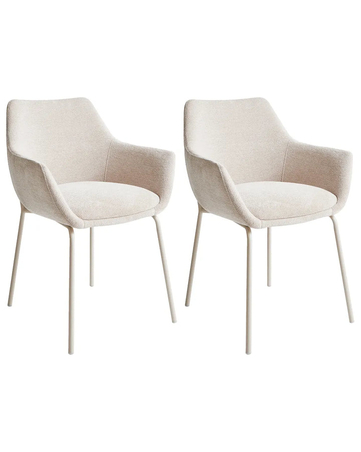 Set of 2 Dining Chairs Chenille Light Beige Tille