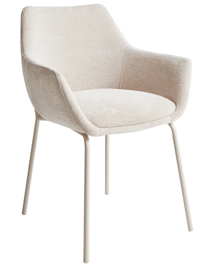 Set of 2 Dining Chairs Chenille Light Beige Tille