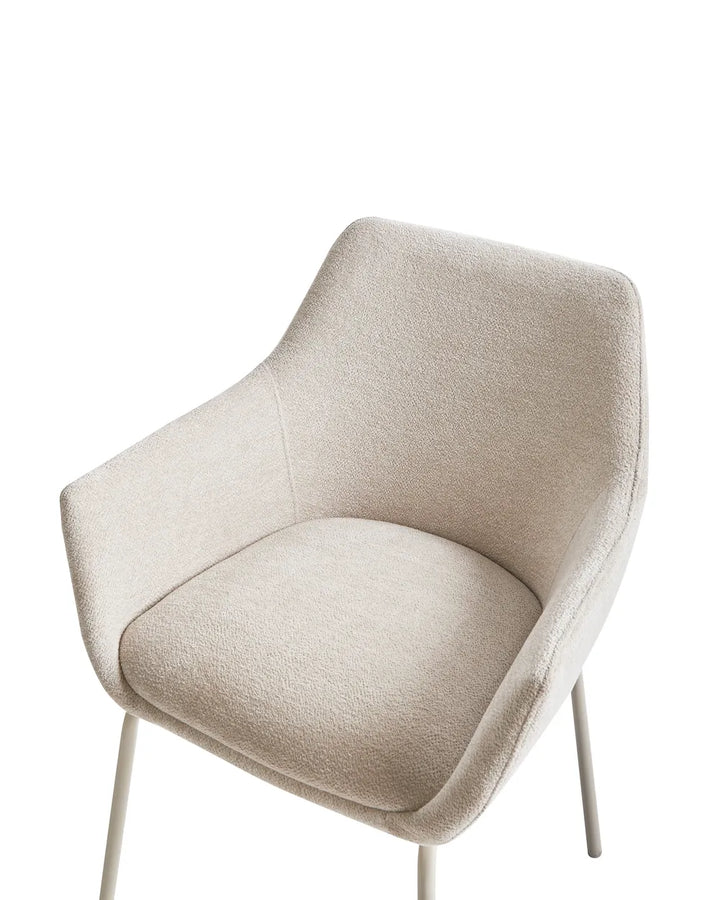 Set of 2 Dining Chairs Chenille Light Beige Tille
