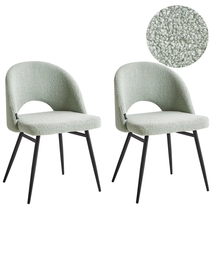 Set of 2 Dining Chairs Boucle Light Green Trix