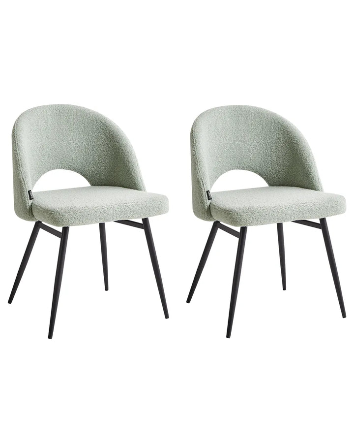 Set of 2 Dining Chairs Boucle Light Green Trix