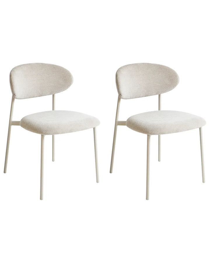 Set of 2 Dining Chairs Chenille Light Beige Ashley