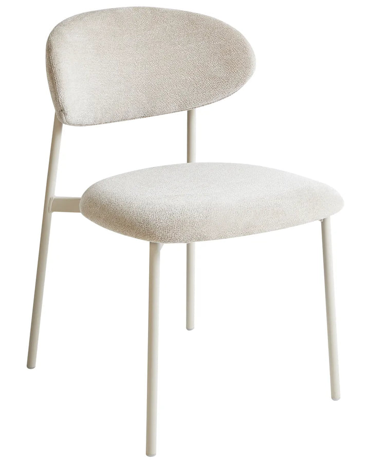 Set of 2 Dining Chairs Chenille Light Beige Ashley
