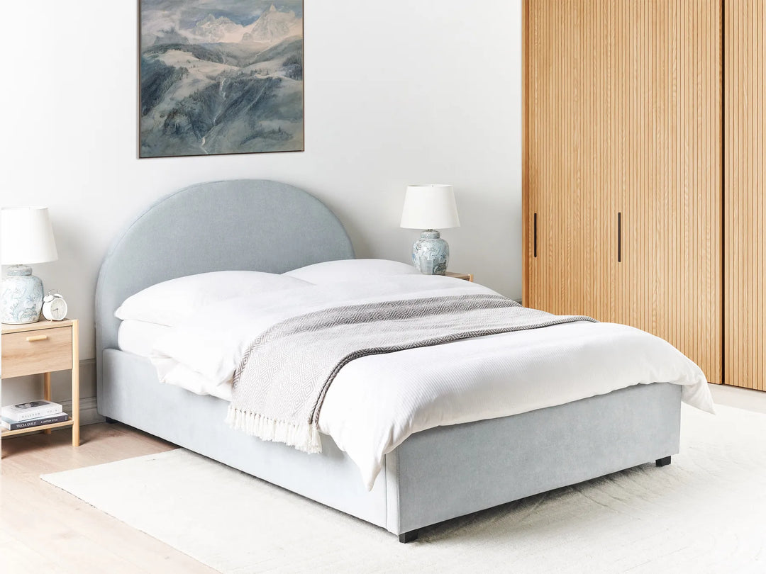 Ottoman Bed Chenille 140 x 200 cm (EU Double) Light Blue Strandy