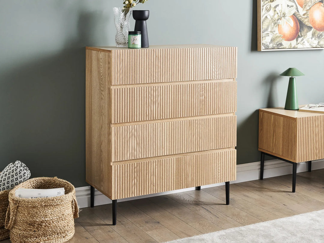 4 Drawer Chest Natural Ash Wood Durable Material Travero