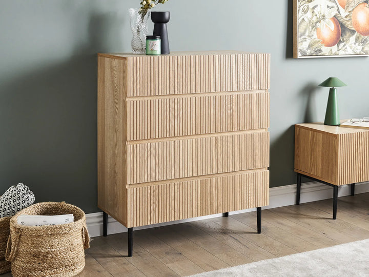 4 Drawer Chest Natural Ash Wood Durable Material Travero