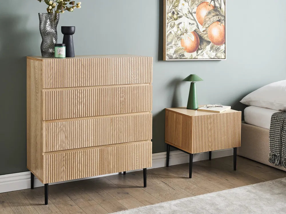 4 Drawer Chest Natural Ash Wood Durable Material Travero
