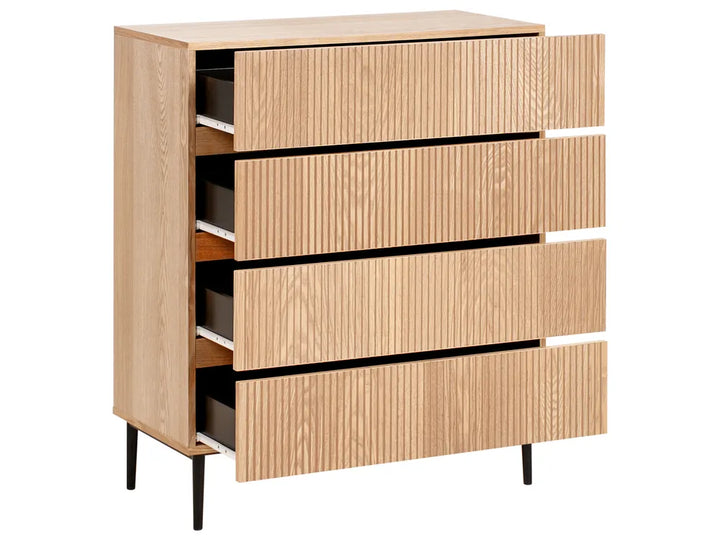 4 Drawer Chest Natural Ash Wood Durable Material Travero