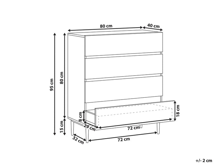 4 Drawer Chest Natural Ash Wood Durable Material Travero