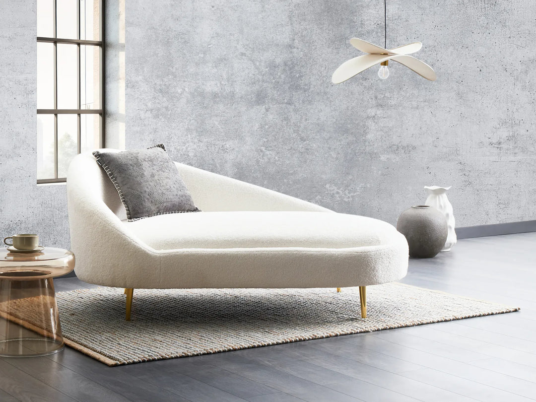 Left-Hand Chaise Lounge Boucle Off-White Noren