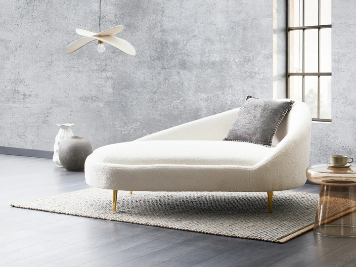 Right-Hand Chaise Lounge Boucle Off-White Noren