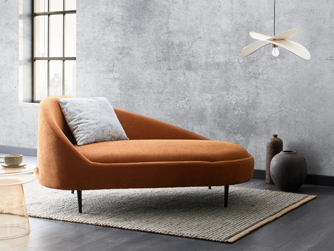 Left-Hand Chaise Lounge Fabric Orange Noren