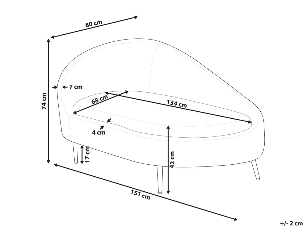 Left-Hand Chaise Lounge Fabric Orange Noren