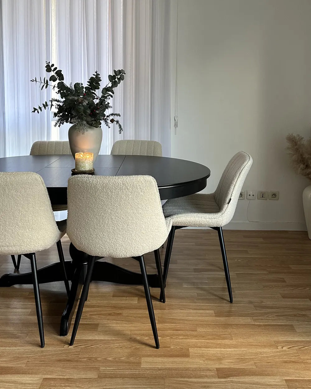 Set of 2 Dining Chairs Boucle Light Beige Roxanne