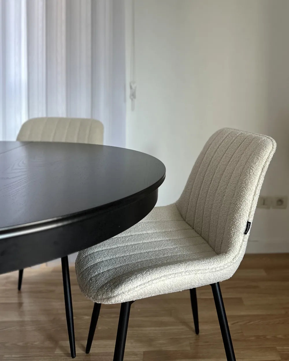 Set of 2 Dining Chairs Boucle Light Beige Roxanne