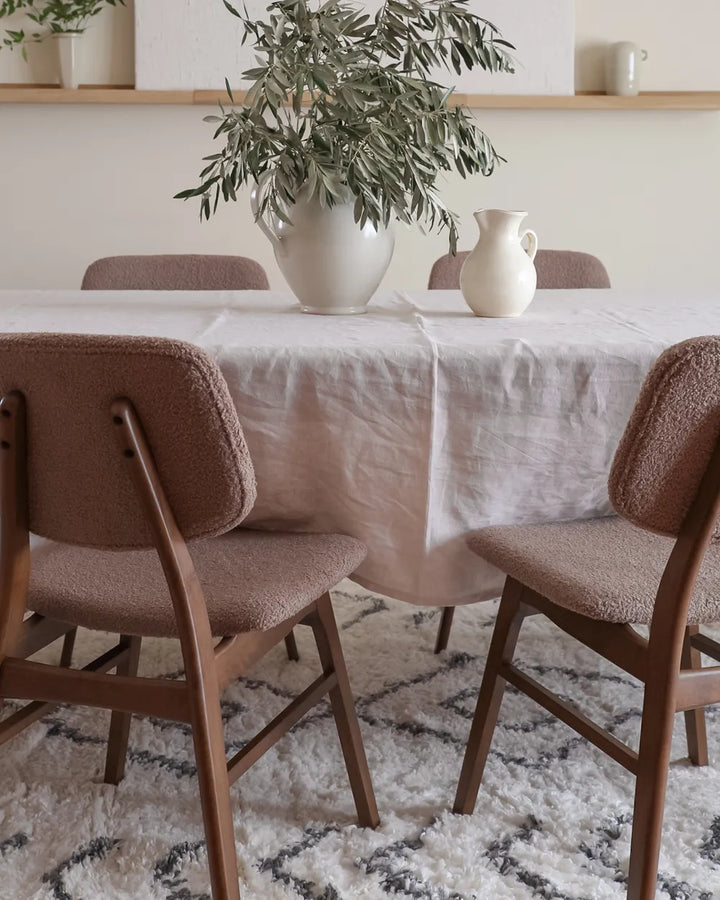 Set of 2 Dining Chairs Boucle Dark Brown/ Taupe Cara