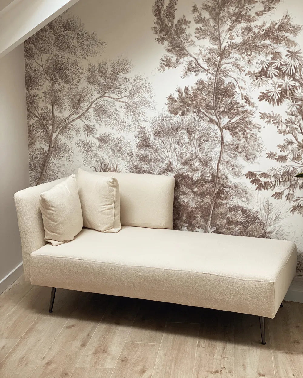 Left-Hand Chaise Lounge Fabric White Roxy