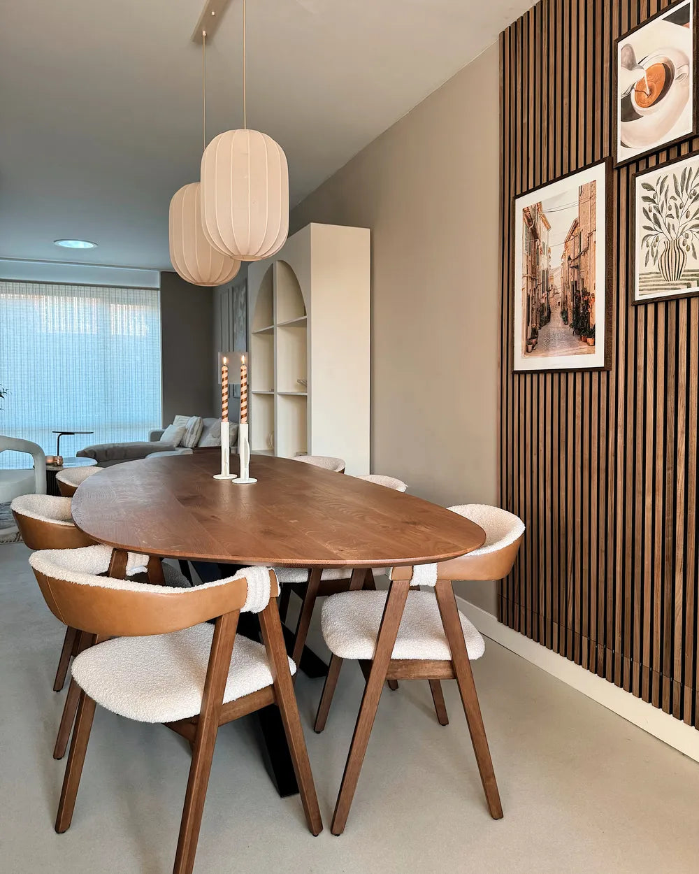 Set of 2 Dining Chairs Boucle Dark Brown/ Beige Jo