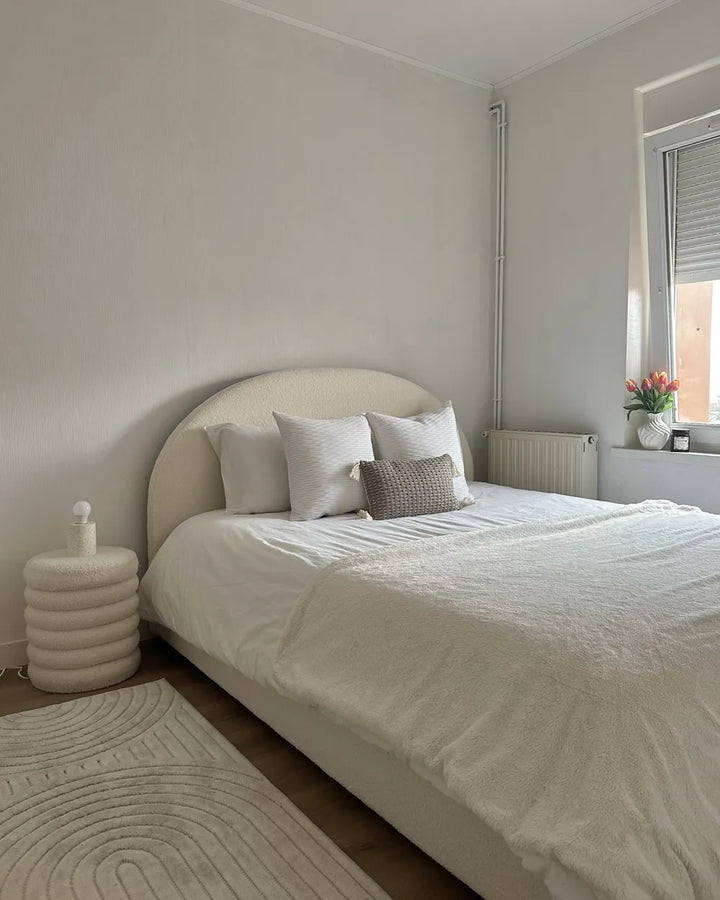 Ottoman Bed Boucle 160 x 200 cm (EU King Size) Off-White Strandy