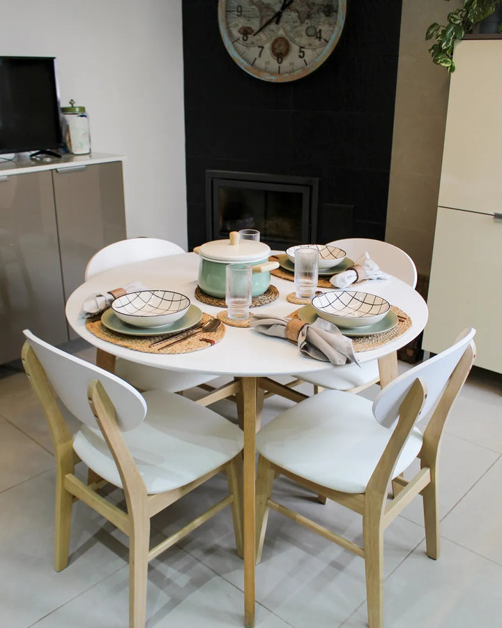 Set of 2 Dining Chairs Wood Off-White/ Light Brown Joey